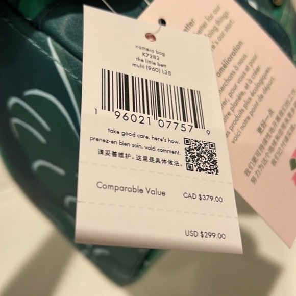 Kate Spade Chelsea Monstera Leaves Printed Nylon Camera Bag Green Multi - Picture 6 of 16